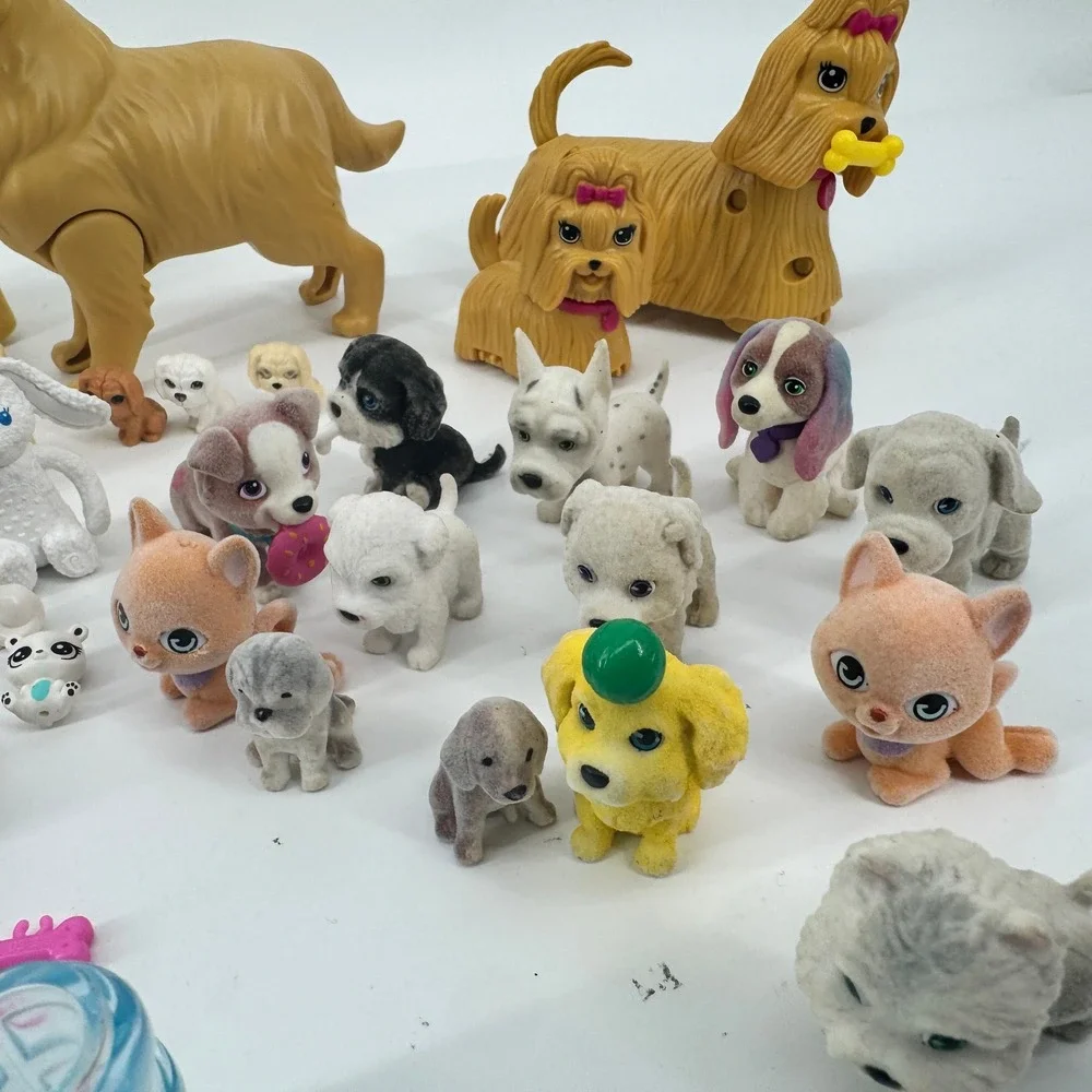 Barbie Mattel Pet Figure Accessory Lot Dogs Cats Puppies Flocked Kidcore Toy Set